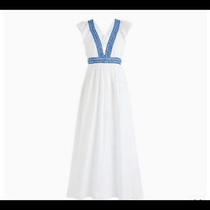 J crew white long embroidered dress